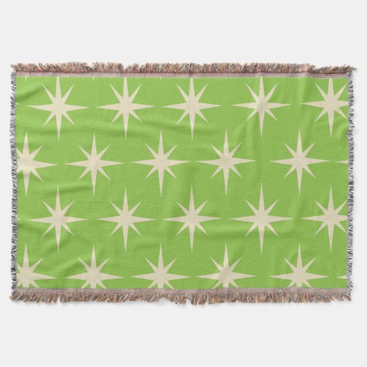 レトロ原子星パターンオンライムグリーン スローブランケット (正面)