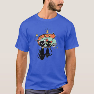 レトロ原子時代の中世モダンの猫たち Tシャツ