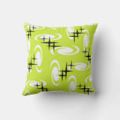 レトロ原子時代の渦巻き星のパターン文字 クッション (裏面)