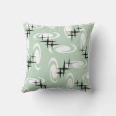 レトロ原子時代の渦巻き星パターンセージ緑 クッション (裏面)