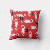 レトロ原子時代の渦巻き星模様の赤 クッション (裏面)