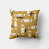 レトロ原子時代の渦巻き星模様の黄土 クッション (裏面)