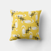 レトロ原子時代の渦巻き星模様の黄色 クッション (裏面)
