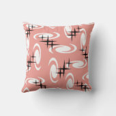 レトロ原子時代の渦巻き星模様サーモンピンク クッション (裏面)