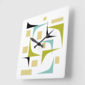 レトロ原子時代ジオメトリコーナーミッドセンチュリー スクエア壁時計 (傾斜)