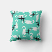 レトロ原子時代スワーズスターパターンターコイズ クッション (裏面)