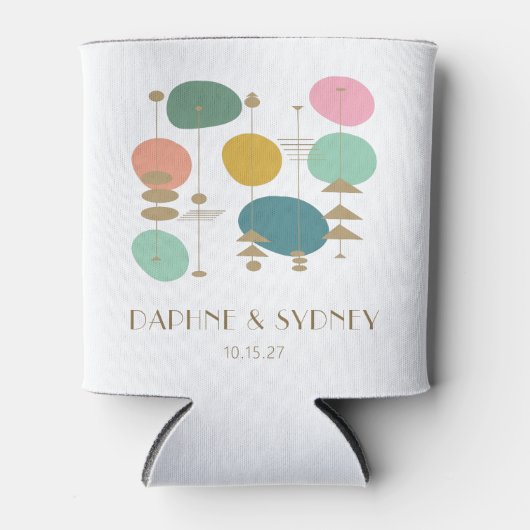 レトロ原子時代ミッドセンチュリーモダンカスタムウェディング 缶クーラー (正面)