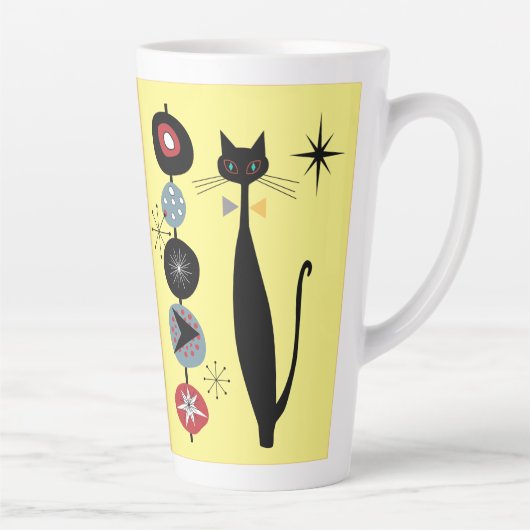 レトロ原子時代ミッドセンチュリーモダンキャッカッコいいトカブ カフェラテマグ (右)