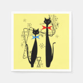 レトロ原子時代ミッドセンチュリーモダンキャッカッコいいトペア スタンダードカクテルナプキン (正面)