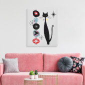 レトロ原子時代ミッドセンチュリーモダンキャッカッコいいト キャンバスプリント (インサイチュ (リビング))