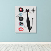 レトロ原子時代ミッドセンチュリーモダンキャッカッコいいト キャンバスプリント (インサイチュ (ウッドフロア))