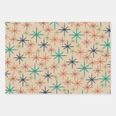 レトロ原子時代ミッドセンチュリーモダンサンズスターロケット ラッピングペーパーシート (正面2)