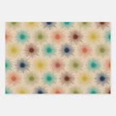 レトロ原子時代ミッドセンチュリーモダンサンズスターロケット ラッピングペーパーシート (正面)