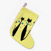レトロ原子時代ミッドセンチュリーモダンMCMカッコいい猫 スモールクリスマスストッキング (正面 (吊り時))