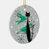 レトロ原子時代ミッドセンチュリーモダンMCMカッコいい猫 セラミックオーナメント (右)