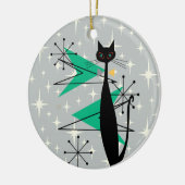 レトロ原子時代ミッドセンチュリーモダンMCMカッコいい猫 セラミックオーナメント (左)
