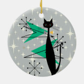レトロ原子時代ミッドセンチュリーモダンMCMカッコいい猫 セラミックオーナメント (裏面)