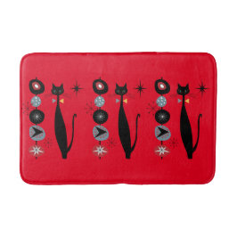 レトロ原子時代ミッドセンチュリーモダンMCMカッコいい猫 バスマット