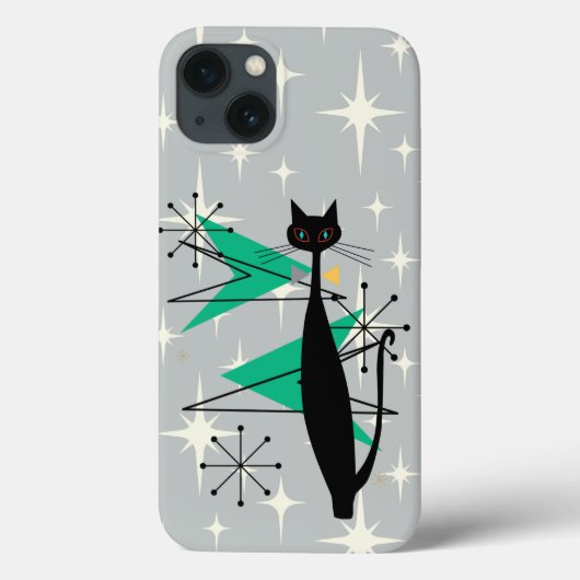 レトロ原子時代ミッドセンチュリーモダンMCMカッコいい猫 Case-Mate iPhoneケース (裏面)