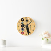 レトロ原子時代ミッドセンチュリーモダンMCMカッコいい Cat 2 ラウンド壁時計 (ホーム)