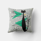 レトロ原子時代ミッドセンチュリーモダンMCMカッコいい Cat 3 クッション (裏面)