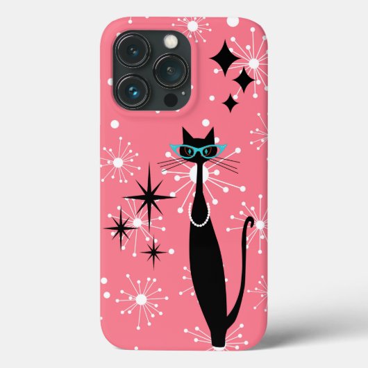 レトロ原子時代ミッドセンチュリーモダンMCMカッコいい Cat B Case-Mate iPhoneケース (裏面)