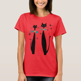 レトロ原子時代ミッドセンチュリーモダンMCMクール Cat P Tシャツ