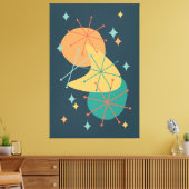 レトロ原子時代ミッドセンチュリー抽象芸術アート キャンバスプリント (インサイチュ (リビング))