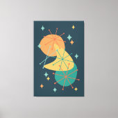 レトロ原子時代ミッドセンチュリー抽象芸術アート キャンバスプリント (正面)