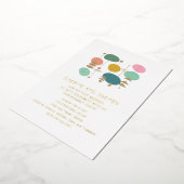 レトロ原子時代ミッドモダン婚約パーティ金ゴールド  箔招待状 (回転した状態)