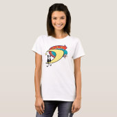 レトロ原子時代モダン中世紀猫と月 Tシャツ (正面フル)