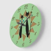 レトロ原子時代モダン半カッコいい世紀の猫 ラージ壁時計 (傾斜)
