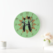 レトロ原子時代モダン半カッコいい世紀の猫 ラージ壁時計 (ホーム)