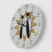 レトロ原子時代モダン半カッコいい世紀の猫 ラージ壁時計 (傾斜)