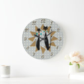 レトロ原子時代モダン半カッコいい世紀の猫 ラージ壁時計 (ホーム)