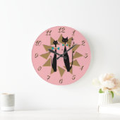 レトロ原子時代モダン半カッコいい世紀の猫 ラージ壁時計 (ホーム)