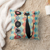 レトロ原子時代中世MCMモダン猫カッコいい1 クッション (ブランケット)