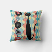 レトロ原子時代中世MCMモダン猫カッコいい1 クッション (裏面)