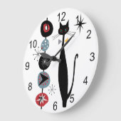 レトロ原子時代中世MCMモダン猫カッコいい1 ラージ壁時計 (傾斜)
