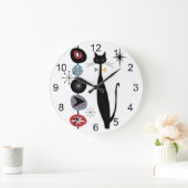 レトロ原子時代中世MCMモダン猫カッコいい1 ラージ壁時計 (ホーム)