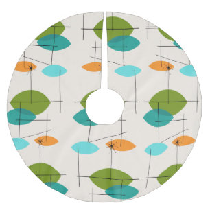 レトロ原子移動パターンクリスマスツリースカート ブラッシュドポリエステルツリースカート