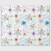 レトロ原子誕生日 ラッピングペーパー (フラット)