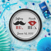 レトロ口ひげカスタムウェディング ペーパープレート (パーティー)