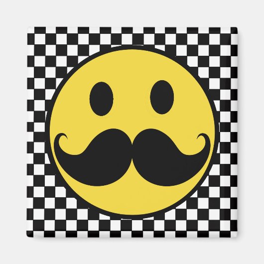 レトロ口ひげムッチカーボード付き マグネット (正面)