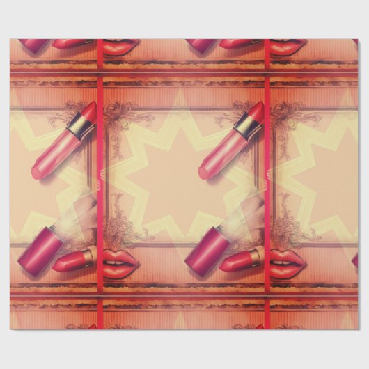 レトロ口紅 ラッピングペーパー (フラット)
