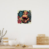 レトロ古い学校のタトゥーピンアップ ポスター (キッチン)