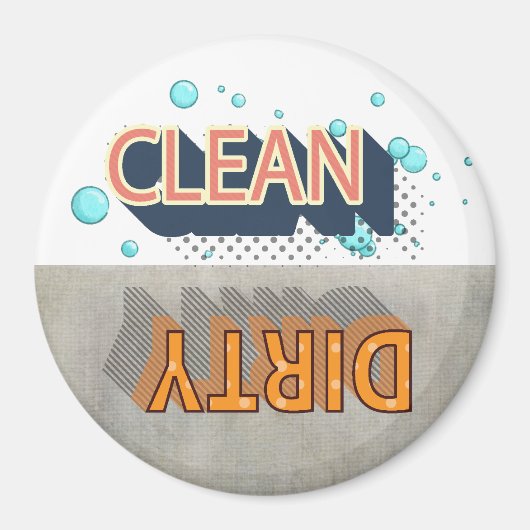 レトロ可逆食洗機ランニングのクリーン・ダーティ マグネット (正面)
