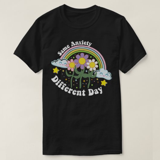 レトロ同不安違うデイレインボーメンタルヘ Tシャツ (デザイン正面)