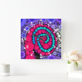 レトロ同心円旋カッコいい回パターン スクエア壁時計 (ホーム)