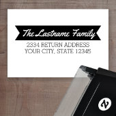 レトロ名と差出人住所とシンプルバナー セルフインキングスタンプ